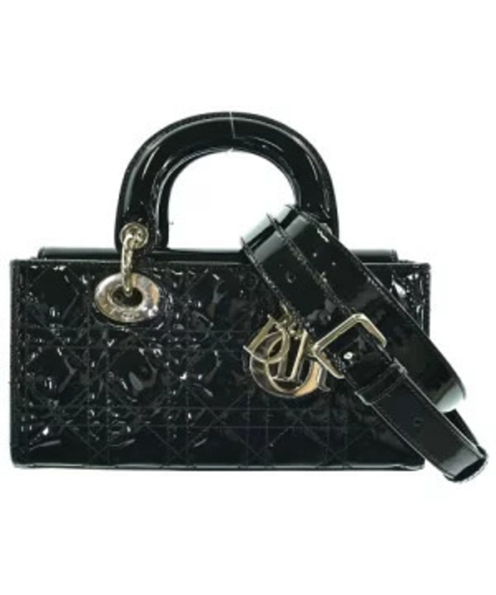 Christian Dior Lady D Joy Bag Black Patent Cannage Calfskin horizontal quilted